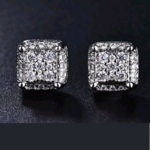 FASHION UNIQUE Jewelry - Men's women's Hip Hop 18K /Silver Princess Cut Whi FASHION UNIQUE Jewelry - Men's women's Hip Hop 18K /Silver Princess Cut Whi